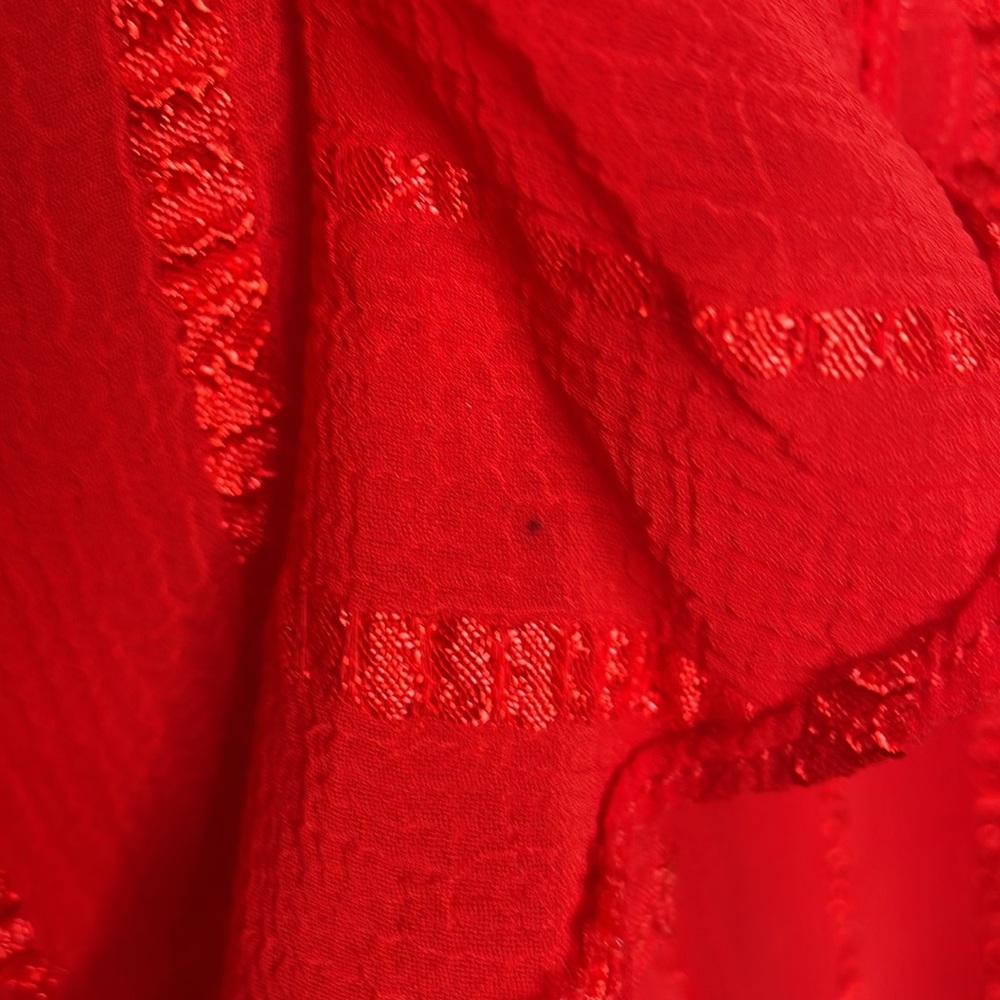 Entro Red Cold Shoulder Ruffle Top - Picture 4 of 7